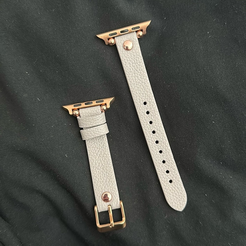 Beige Slim Leather Apple Watch Strap